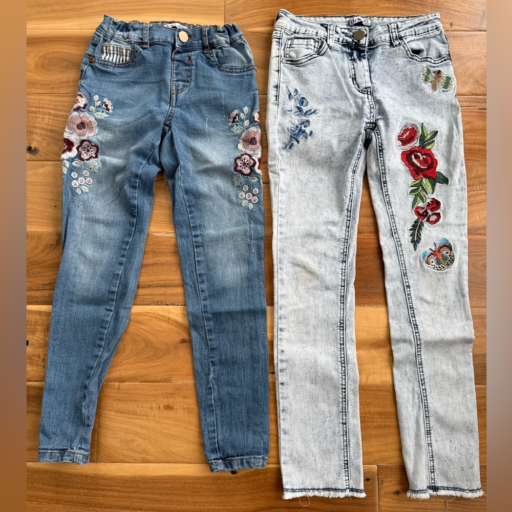 Dex Girls Embroidered Floral Skinny Jeans